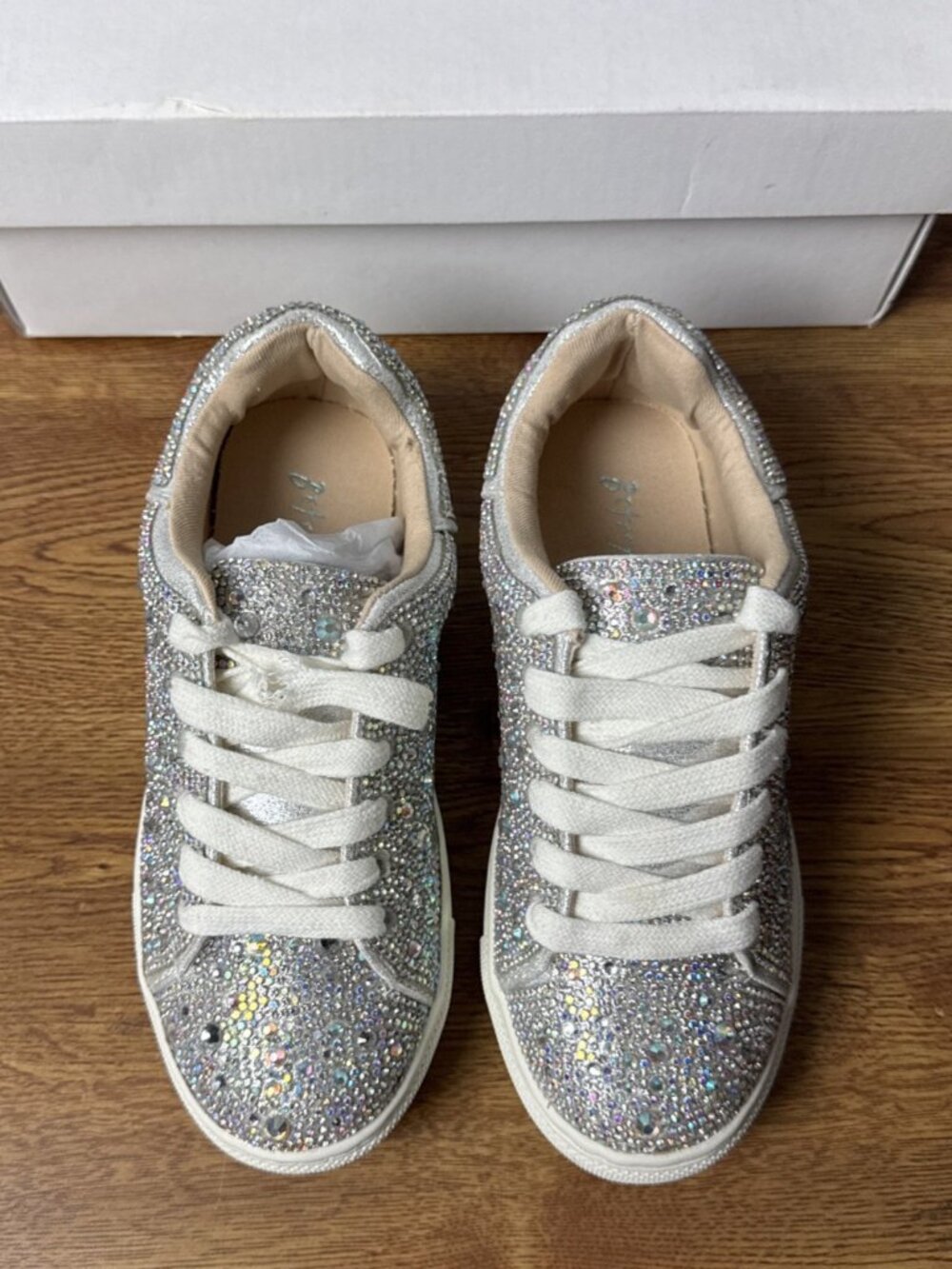 Betsey Johnson Girl's Sidny Lace-Up Rhinestone Platform Sneakers Size 1 *NWD*